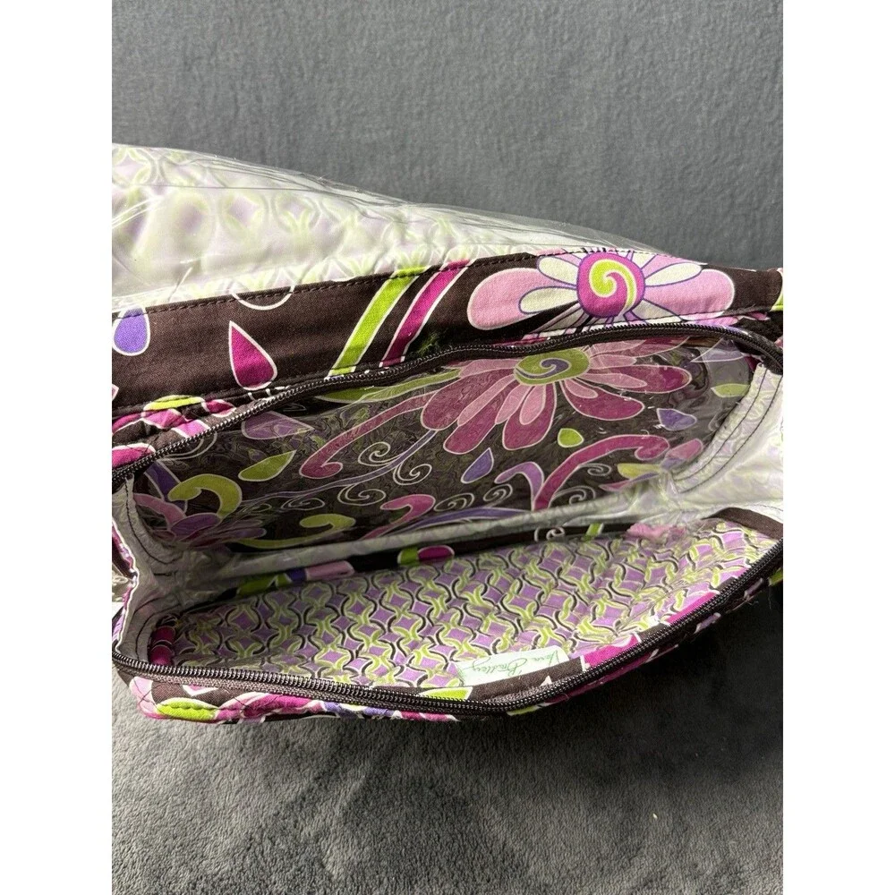 Vera Bradley Hanging Organizer Travel Toiletry Bag Floral Print Purple Green EUC